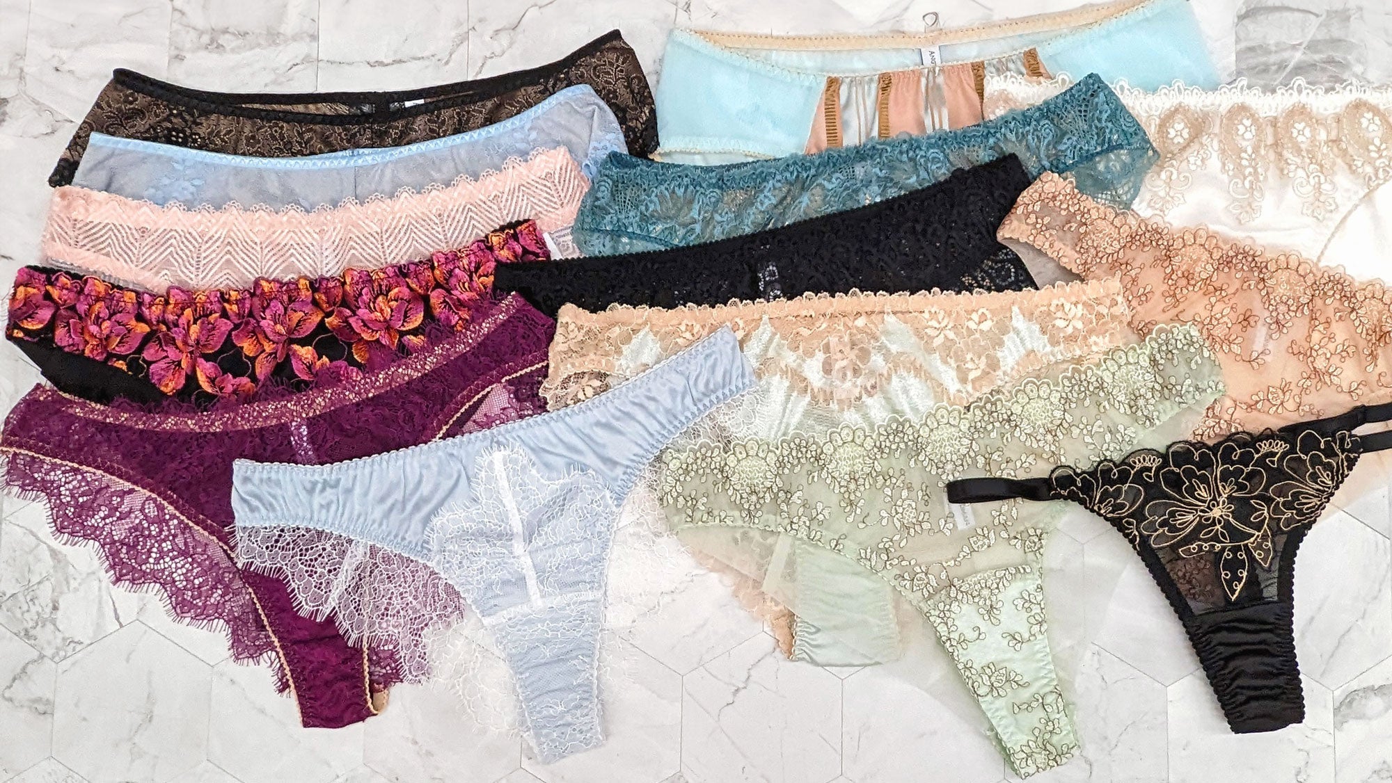 Silk knickers and embroidered lace thongs by luxury lingerie designer Angela Friedman