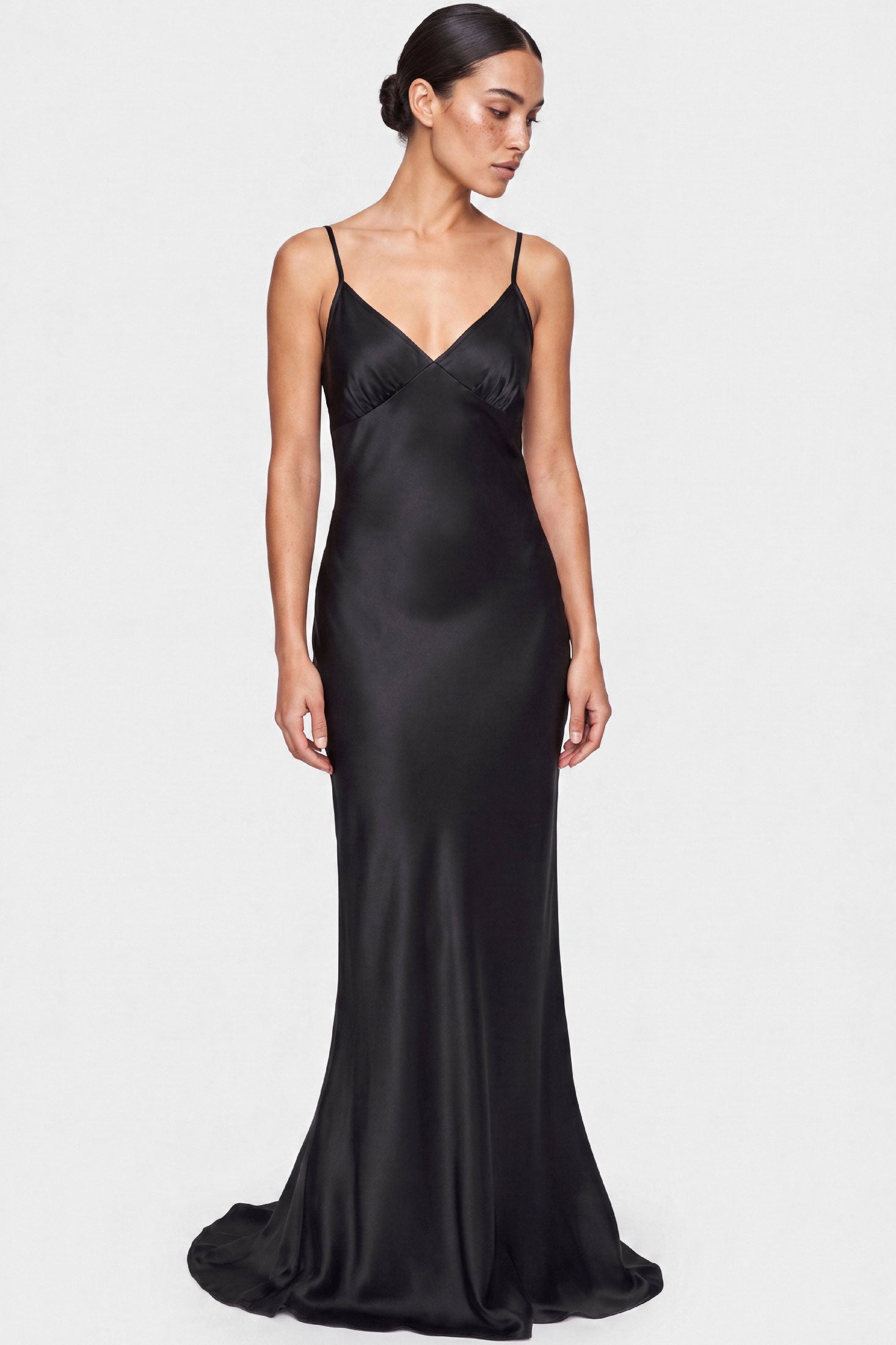 Old Hollywood style vintage gown, bias cut in 100% silk satin