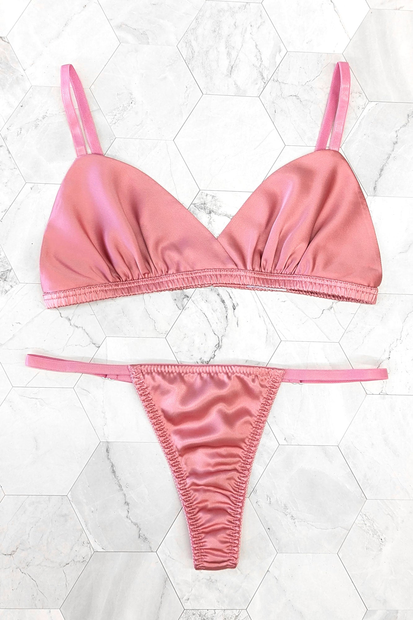 Handmade silk lingerie set by luxury brand Angela Friedman