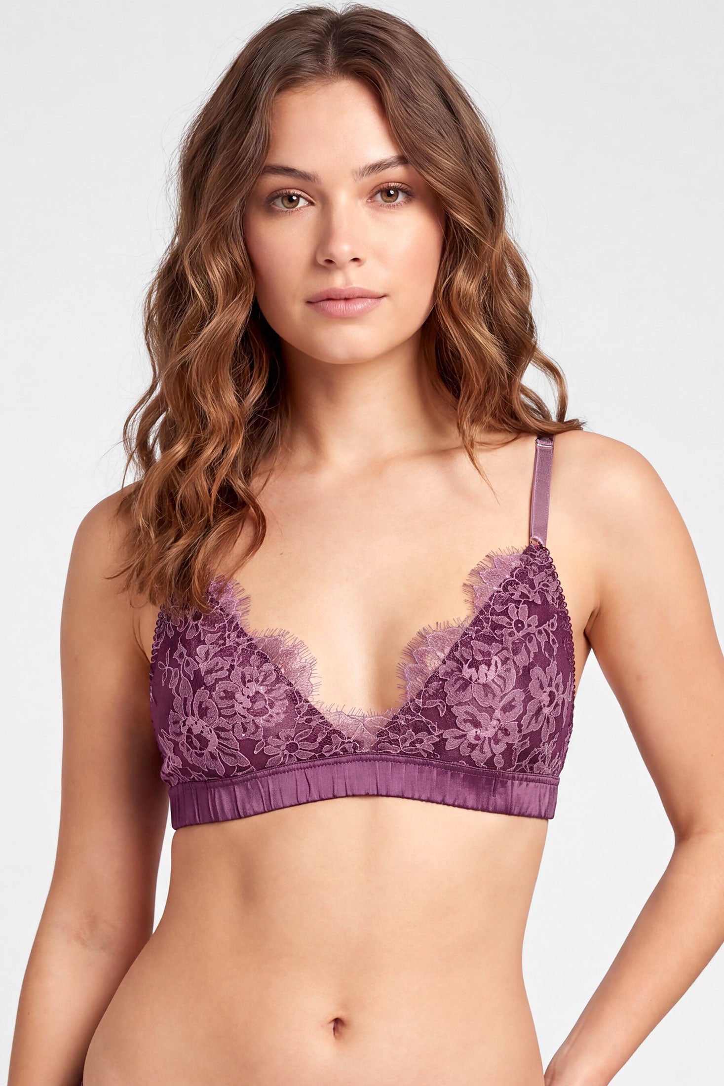 French lace bralette with pure silk lining and luxury floral lacy overlays