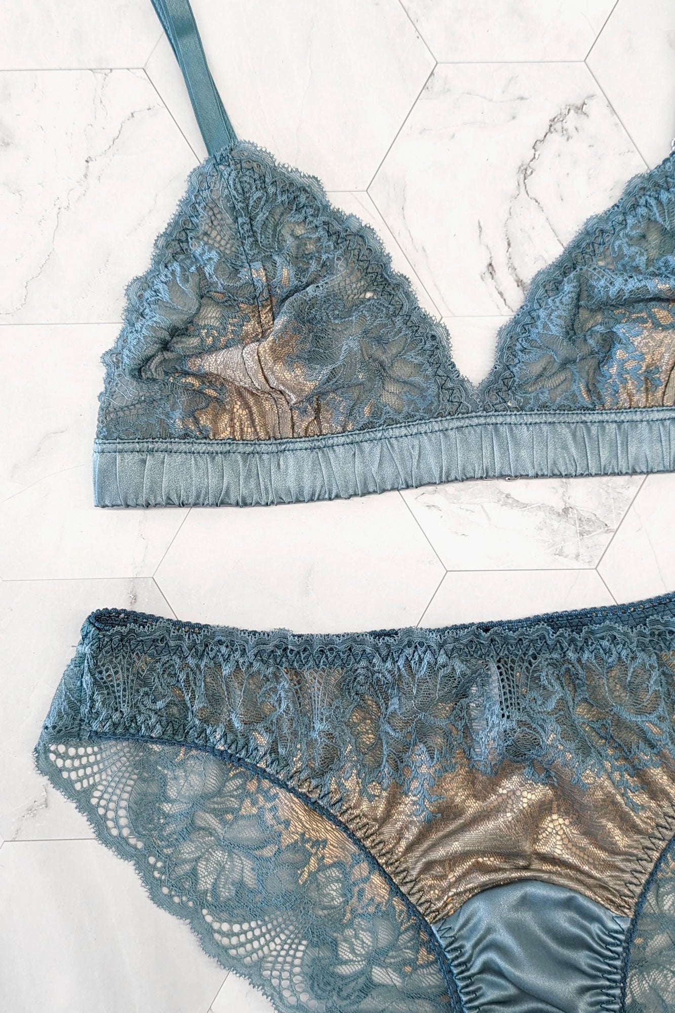 Handmade silk knickers with stretch lace trims