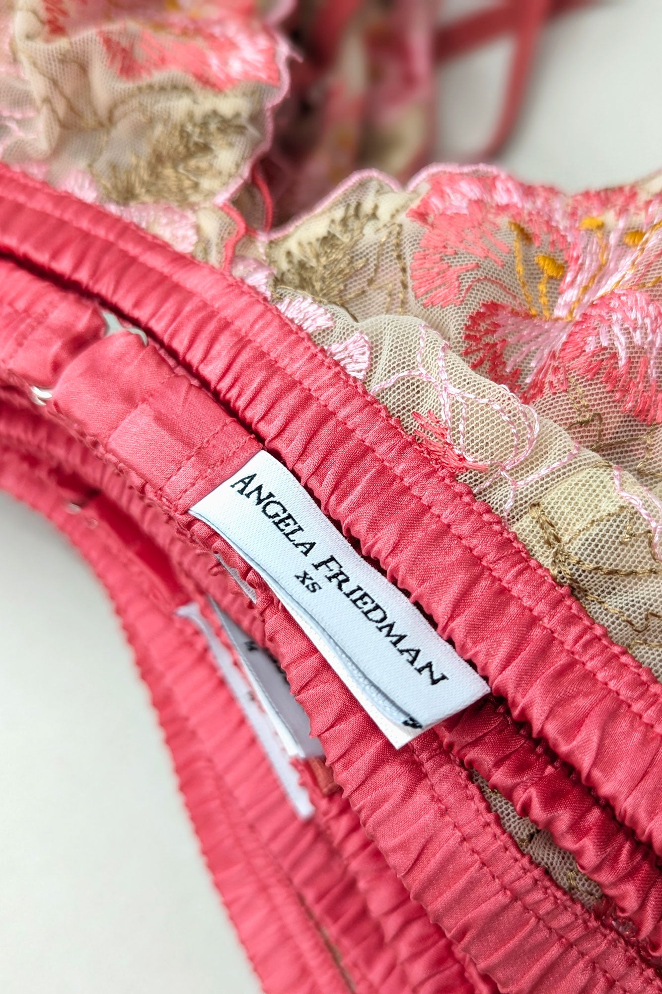 Silk and lace Posie bra with floral embroidery