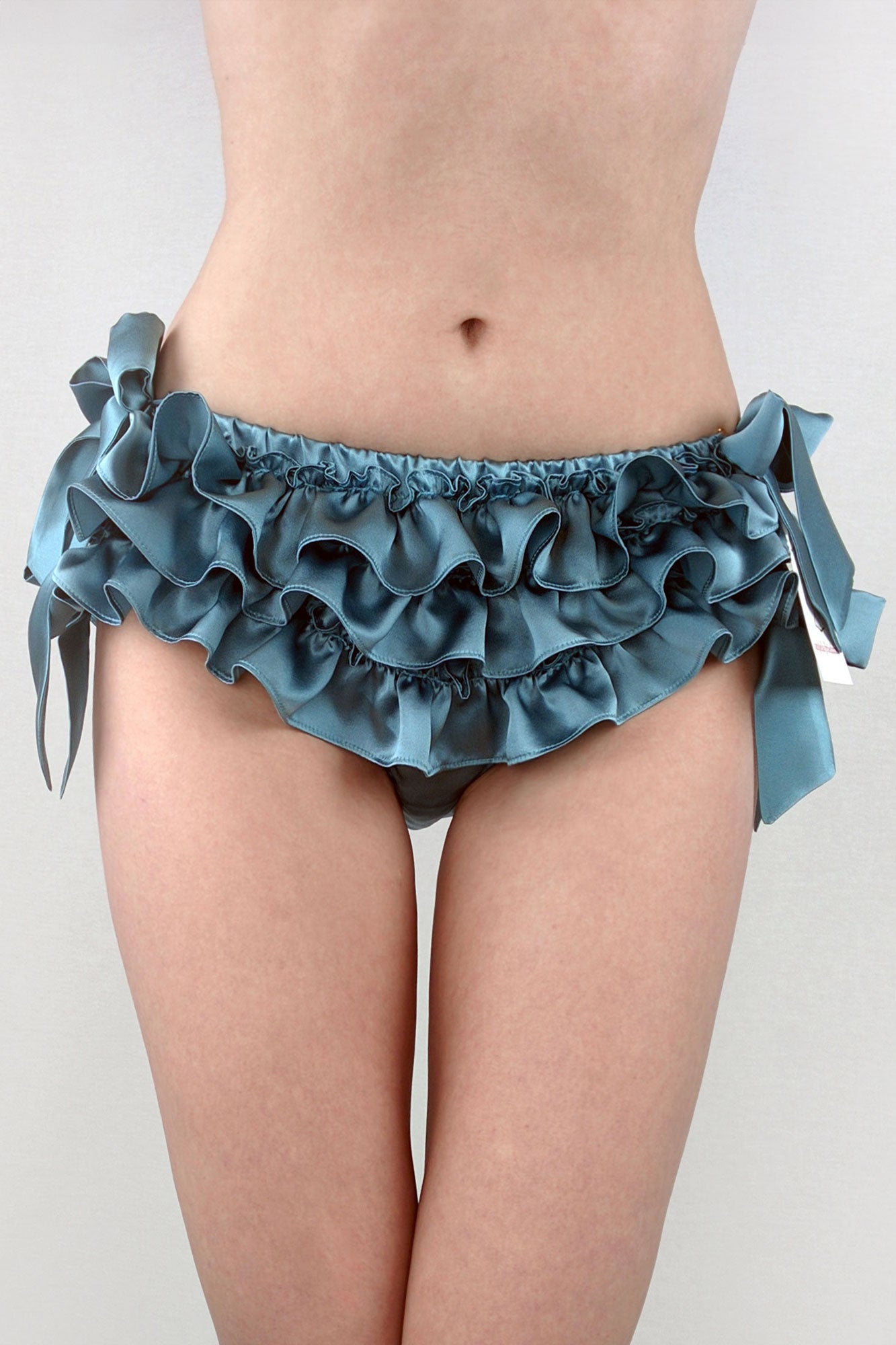 Angela Friedman teal blue silk ruffled panties from Pinterest