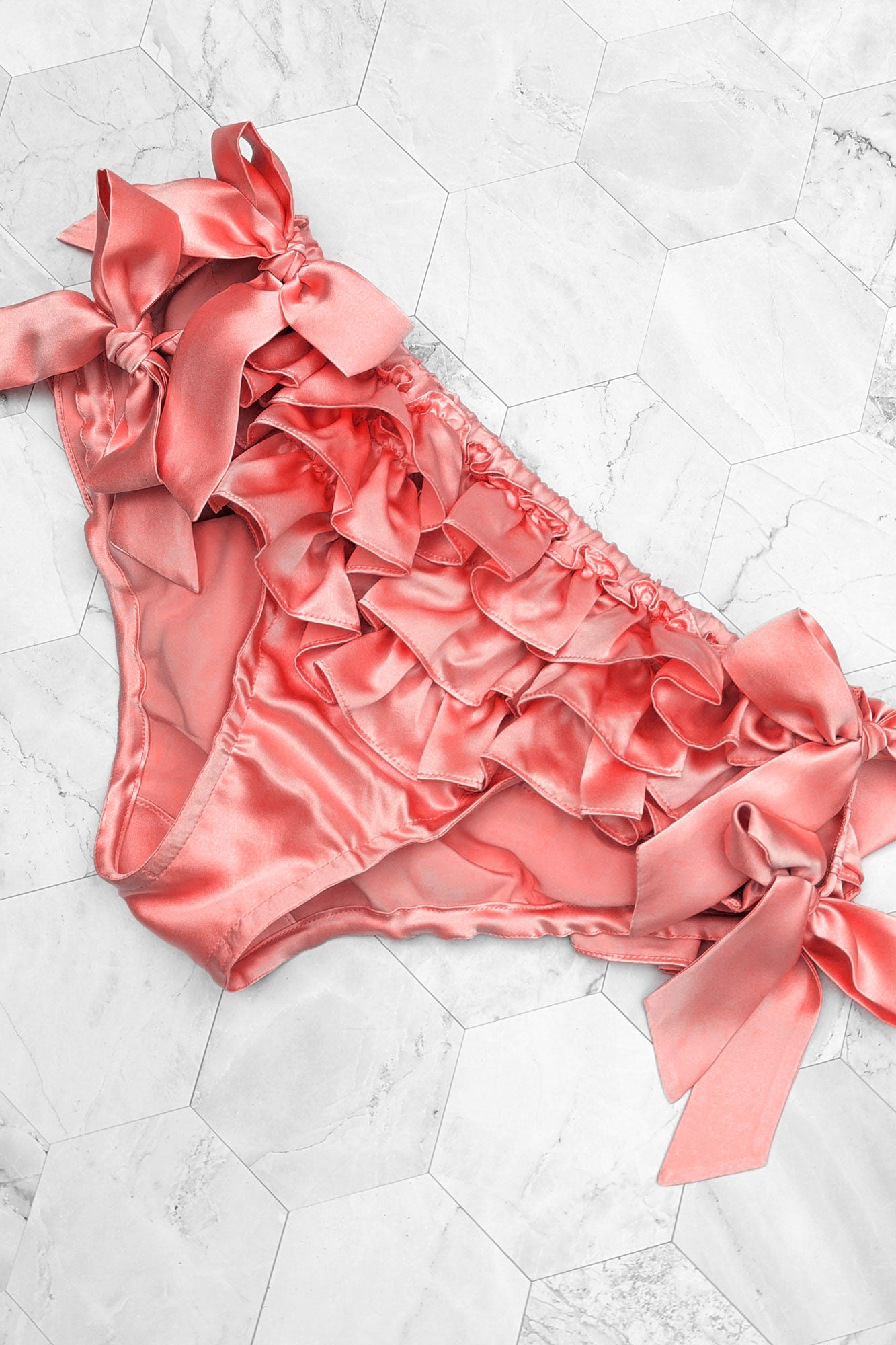 Designer lingerie set with frilly ruffly panties for pinup girl costumes
