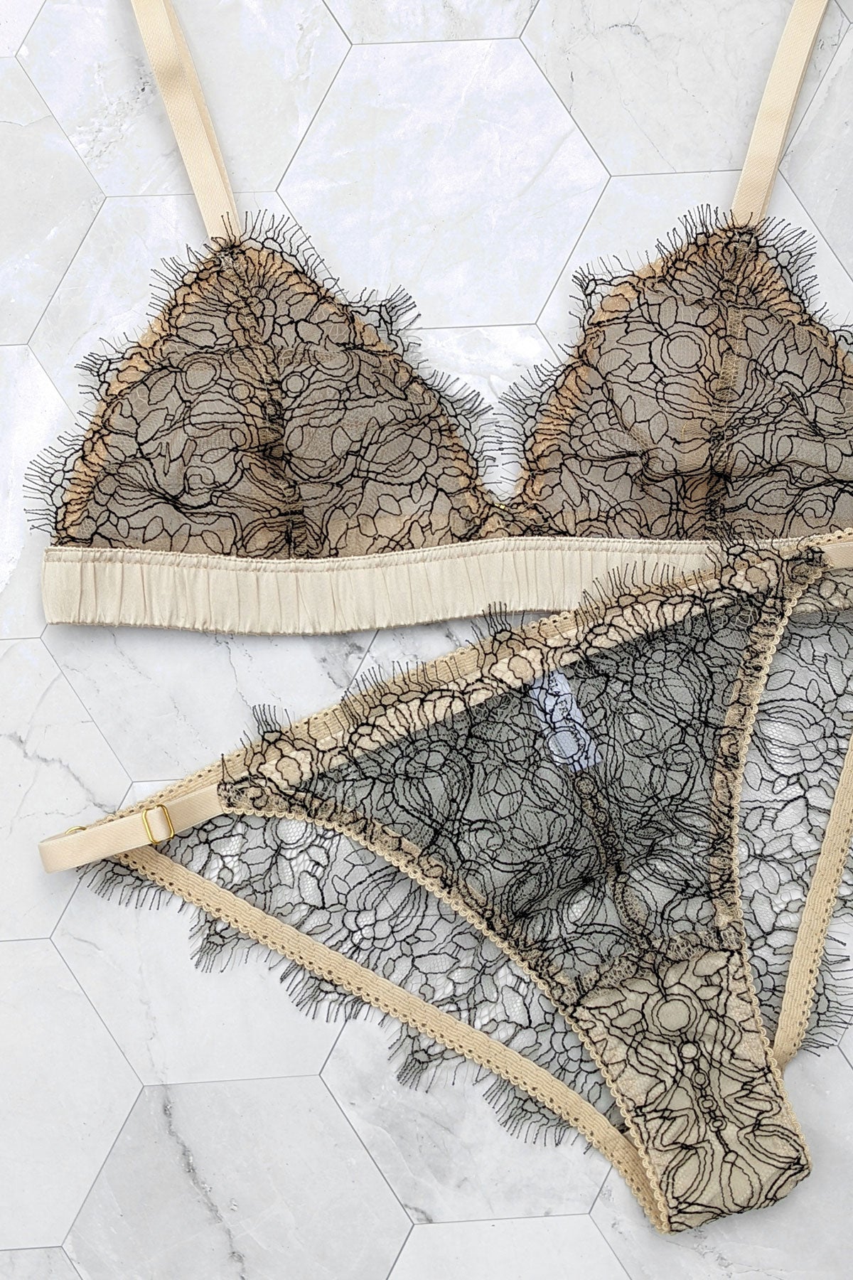 Luxury French lace knickers and bralette set