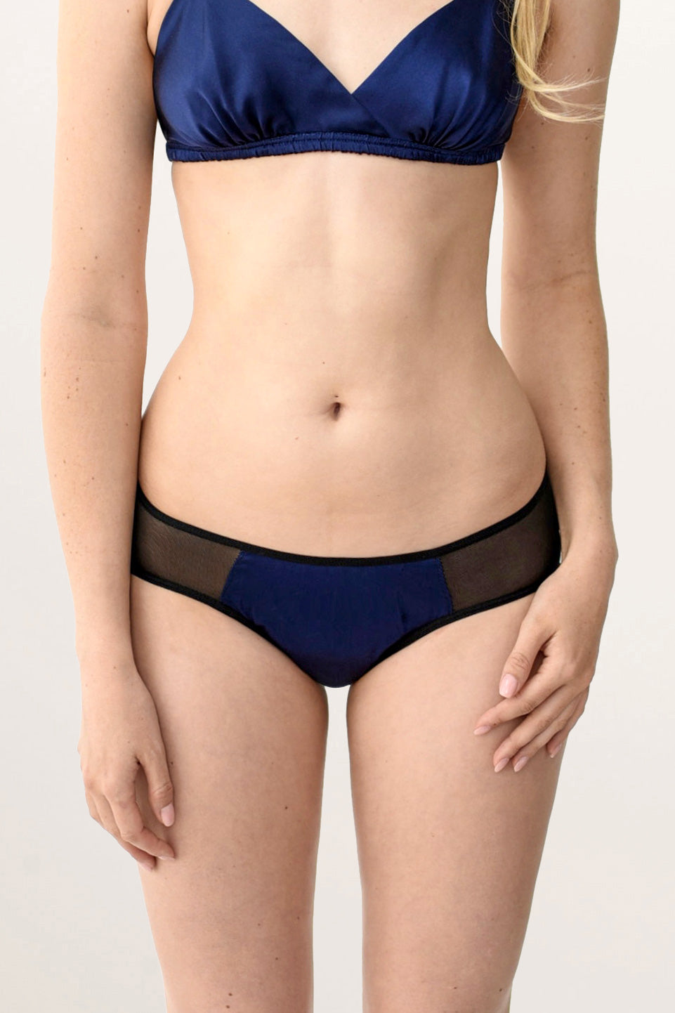 Organic Cotton Knickers Womens Briefs Navy Blue Low-rise Bikini