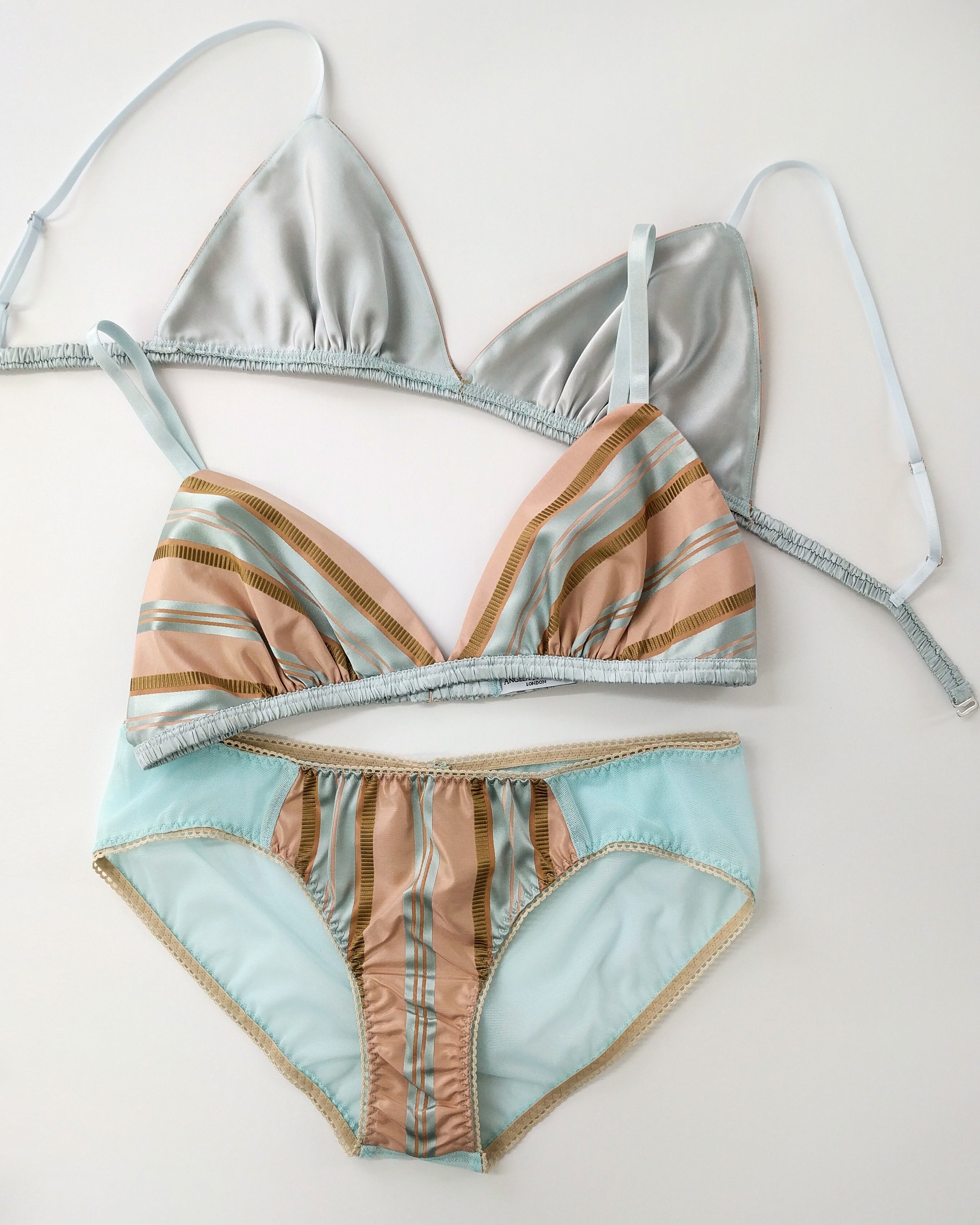 Marie Antoinette inspired lingerie set in 100% silk satin