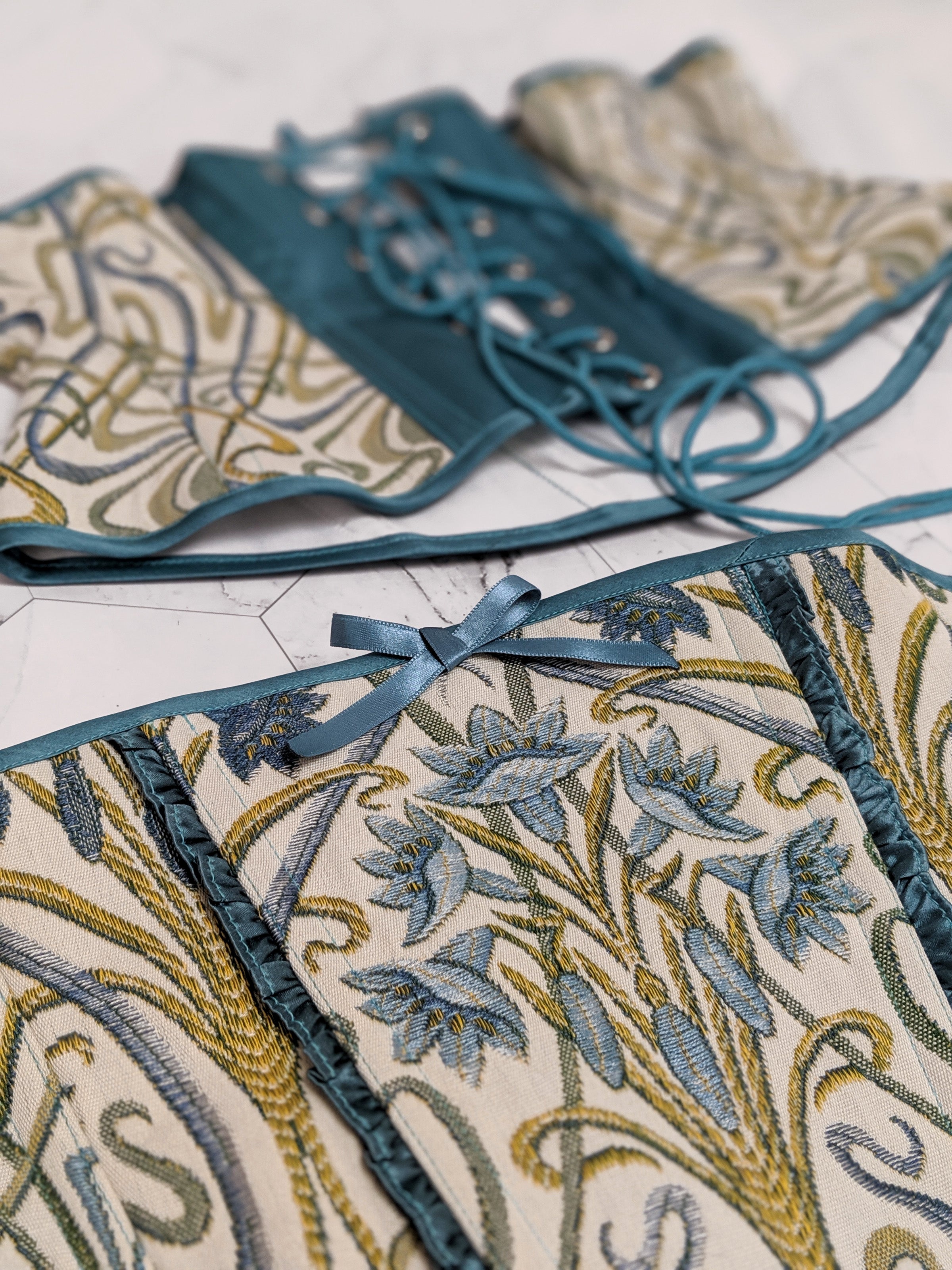 William Morris Art Nouveau style waist cincher corset