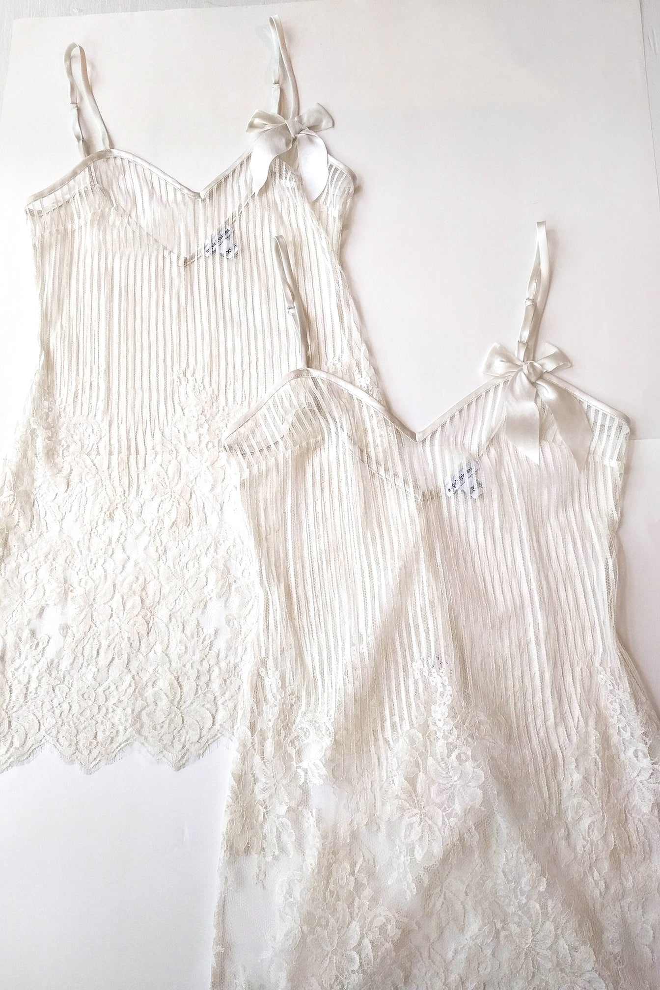 Bridal trousseau slips, handmade in white French lace