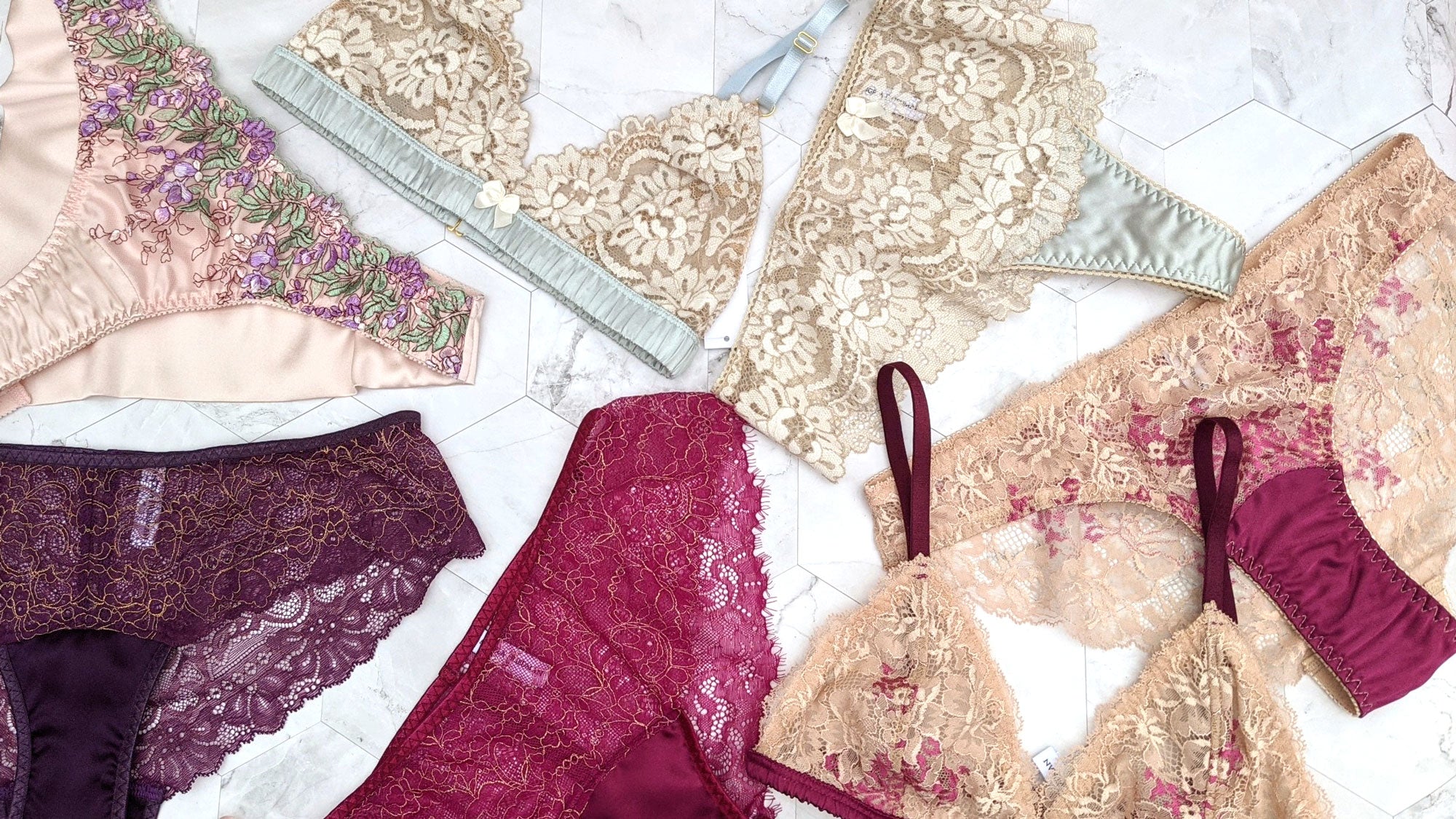 Silk lingerie sets and lace underwear pairs