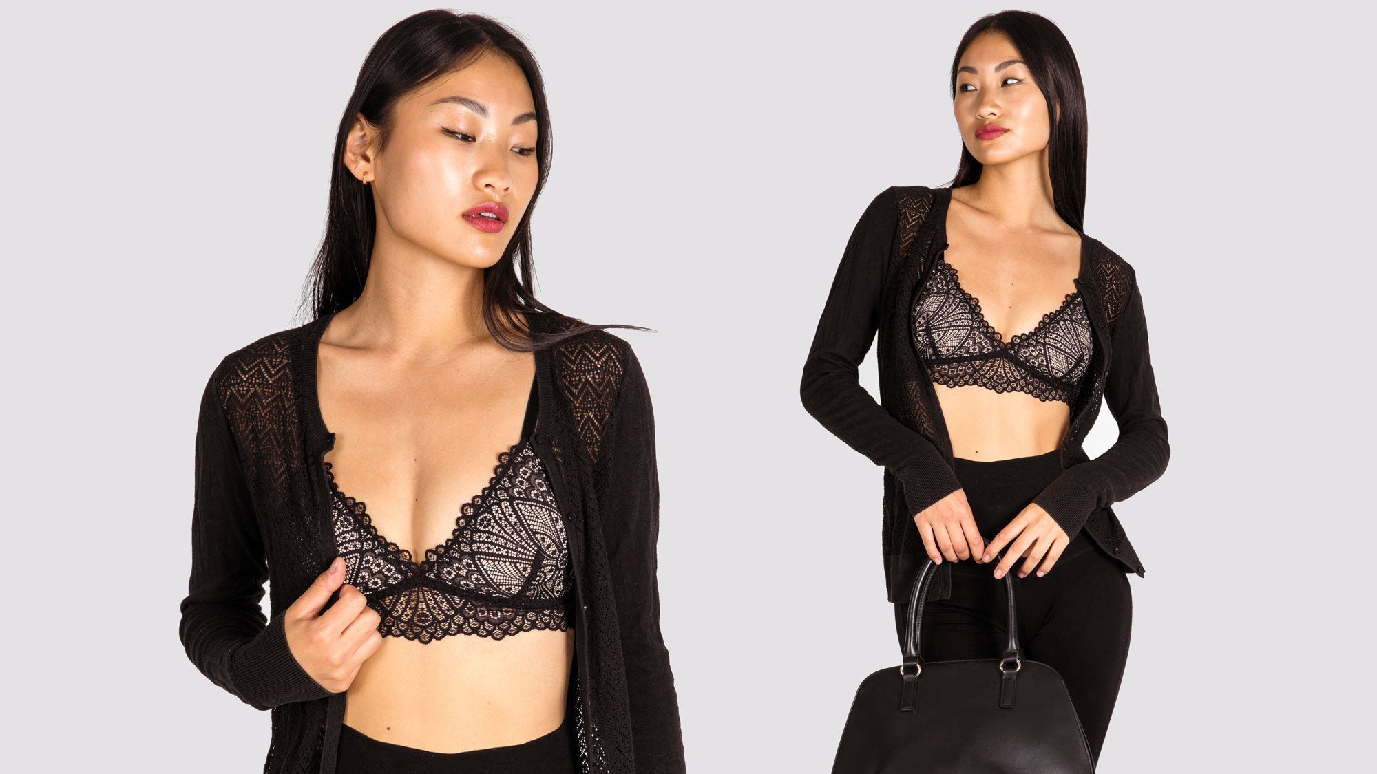 Black lace bralette as outerwear styling blog