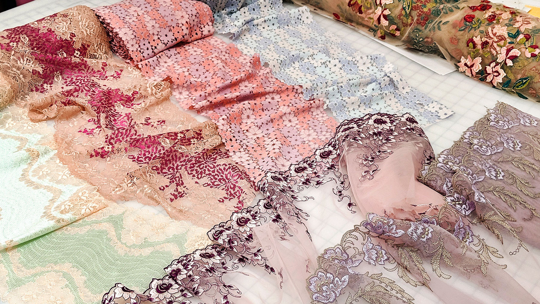 Behind the scenes lingerie laces and floral embroideries by Angela Friedman