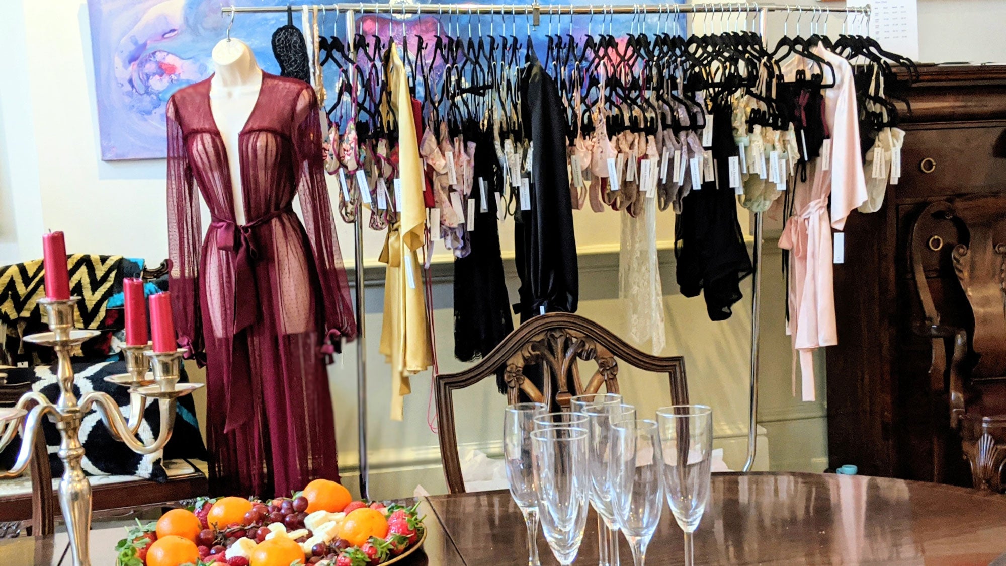 Robes and silk lingerie pop up shops and trunk shows