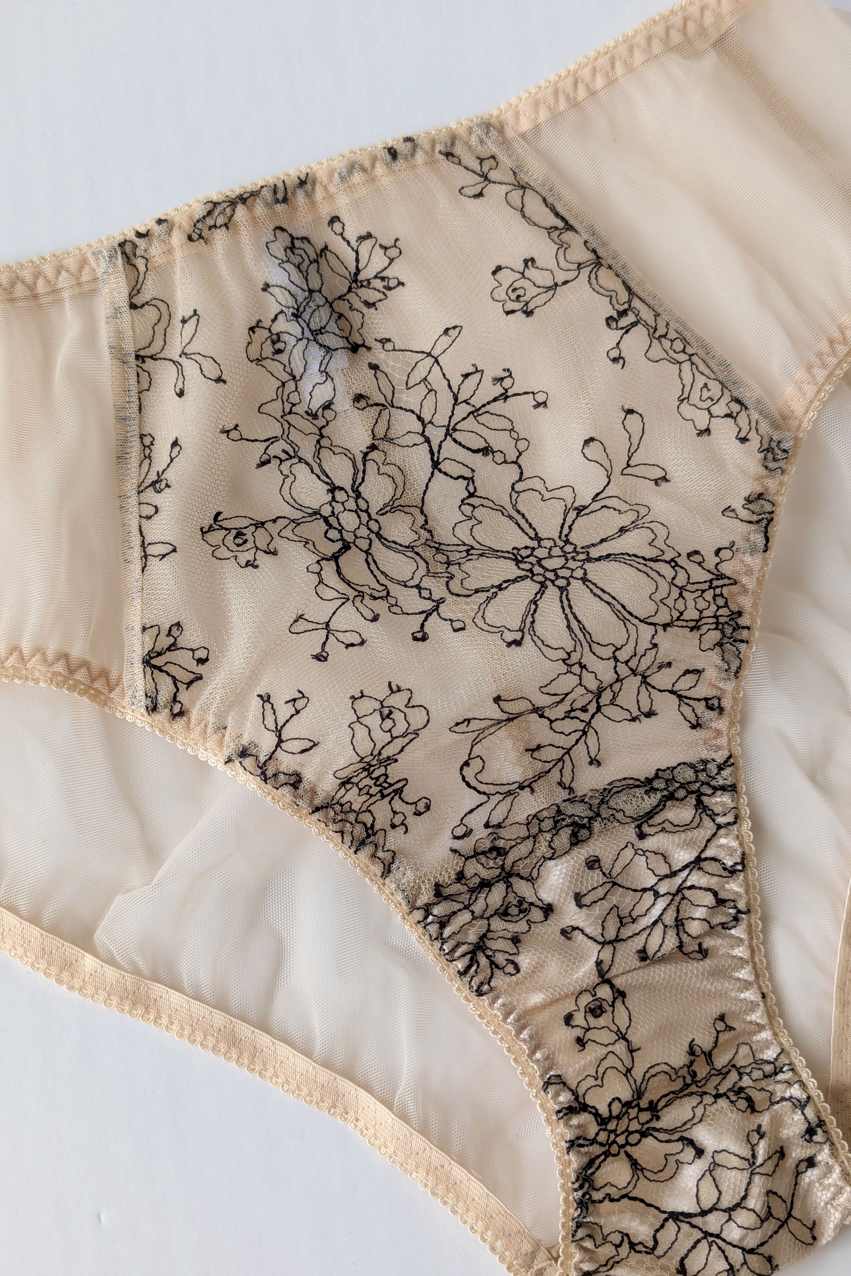French lace knickers - Black/beige