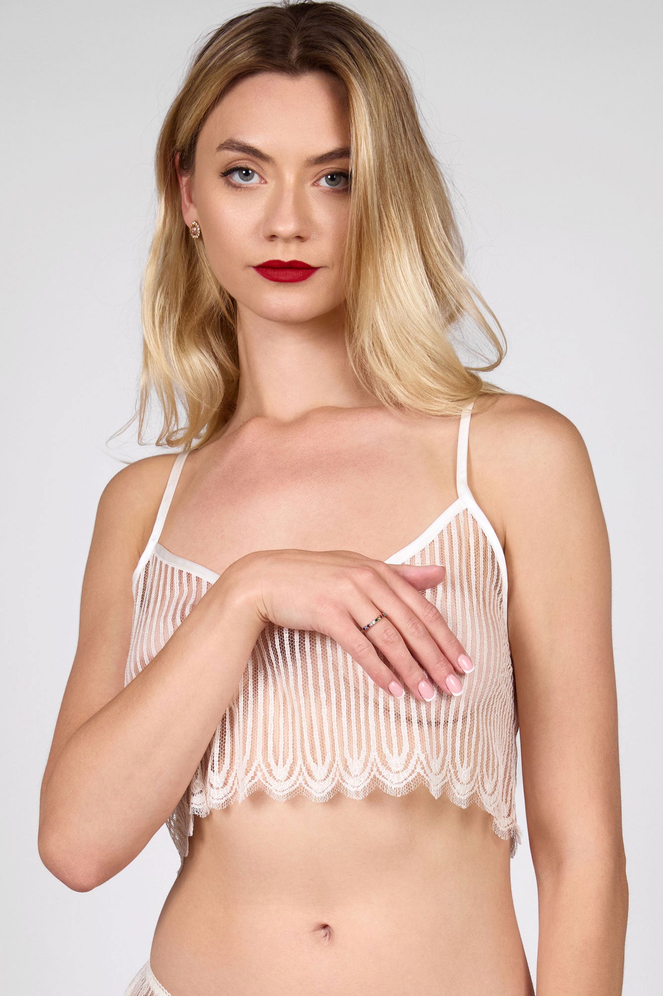 Wedding trousseau lingerie in white luxury French lace with pure silk trimmings