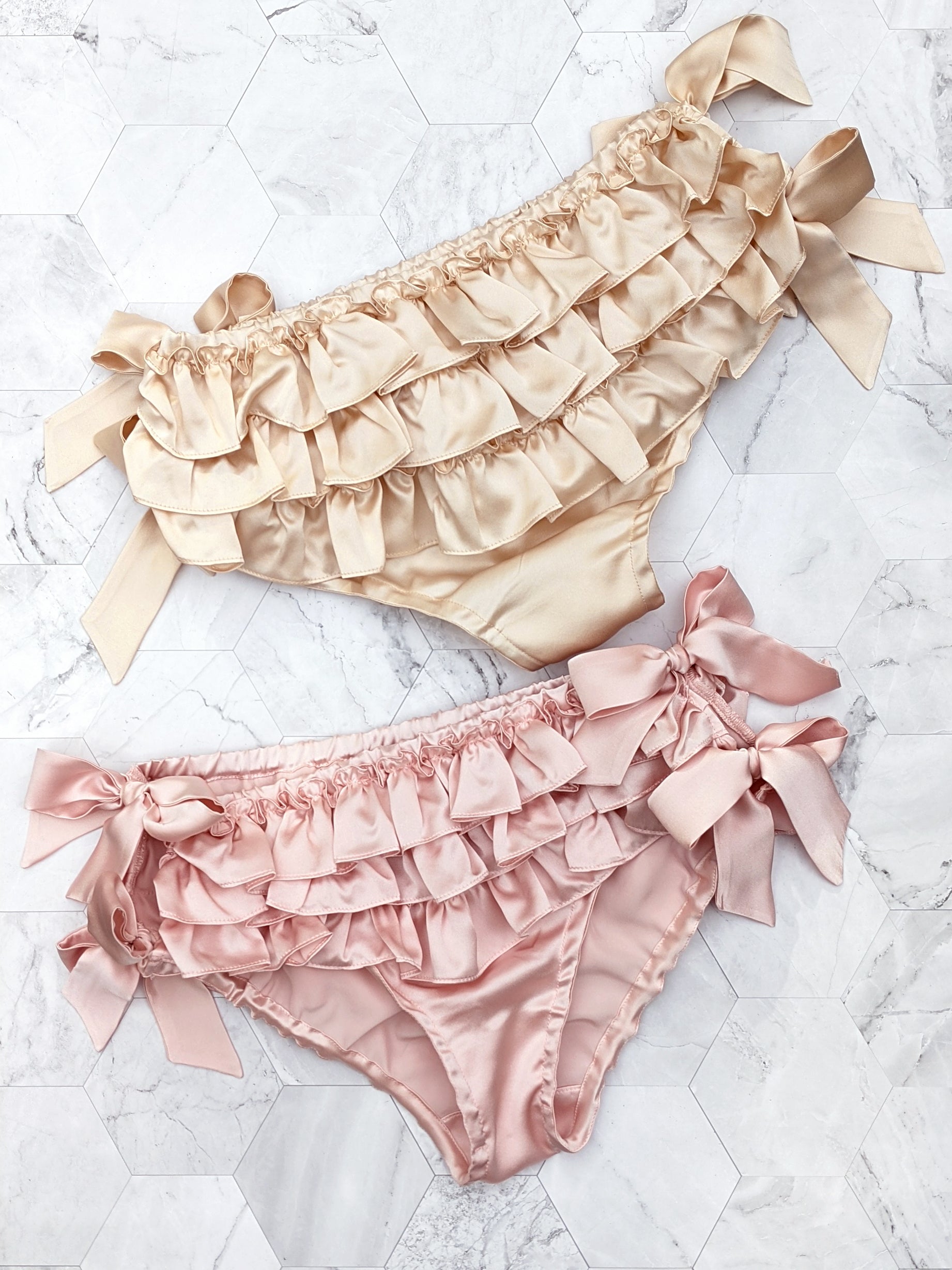 Silk ruffled panties Luxury designer underwear