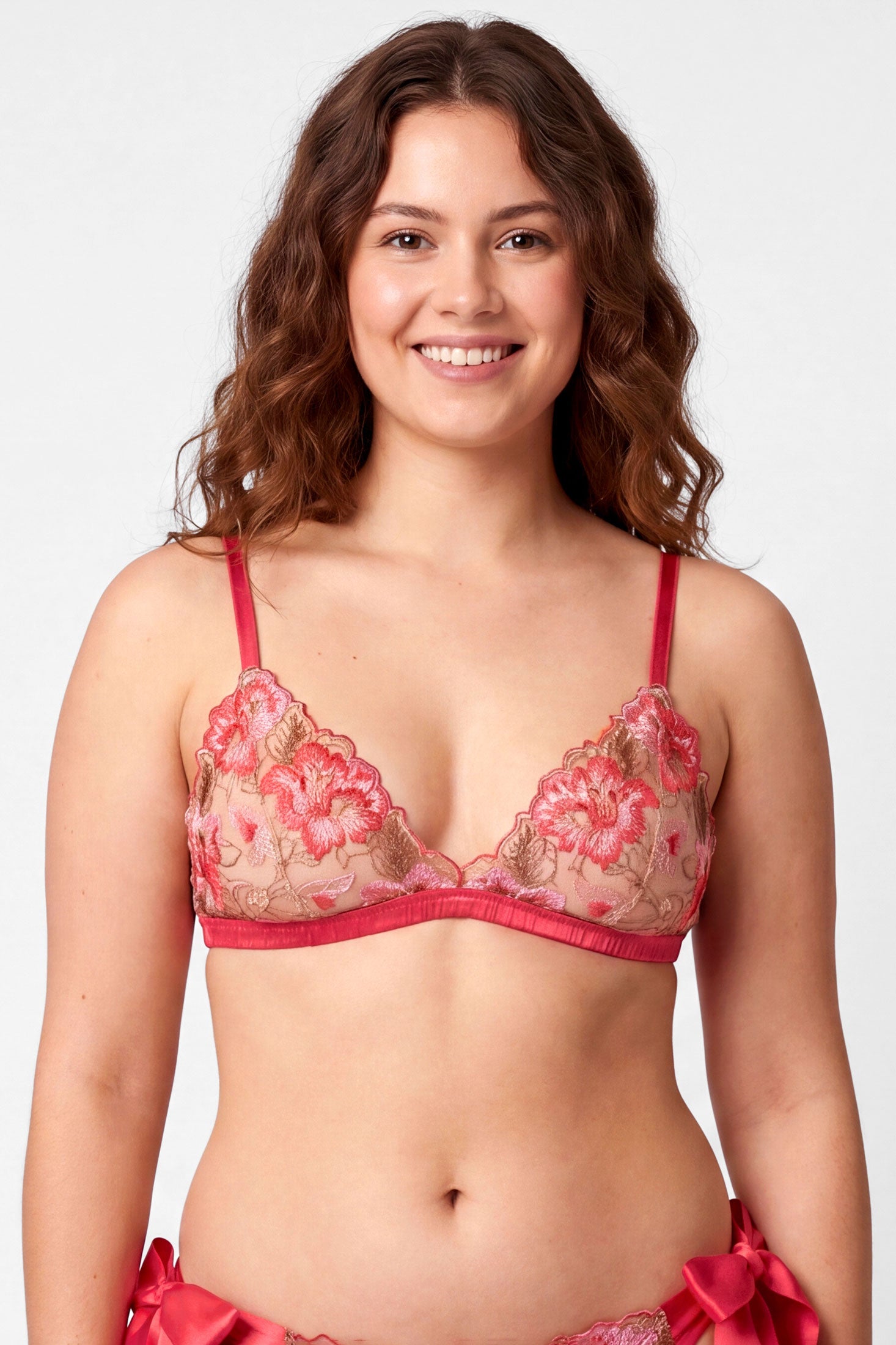 Posie lingerie set with coral pink bralette and panties