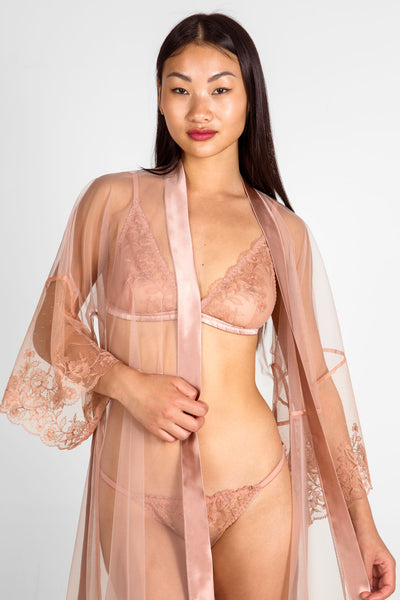 Video of the Hazel robe by luxury lingerie designer Angela Friedman