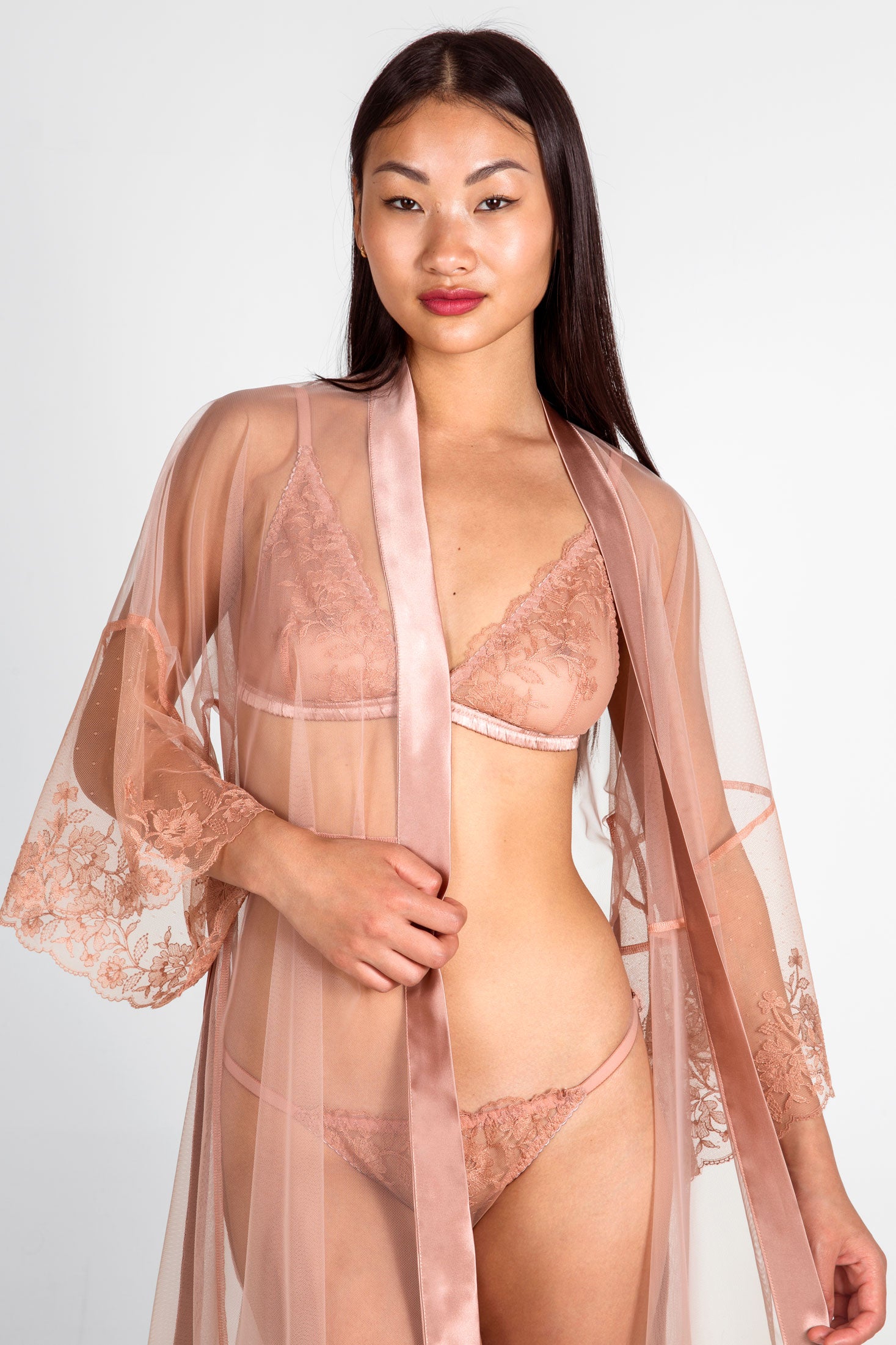 Video of the Hazel robe by luxury lingerie designer Angela Friedman