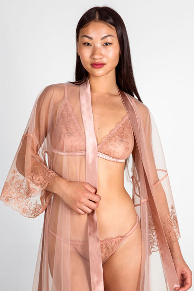 Video of the Hazel robe by luxury lingerie designer Angela Friedman