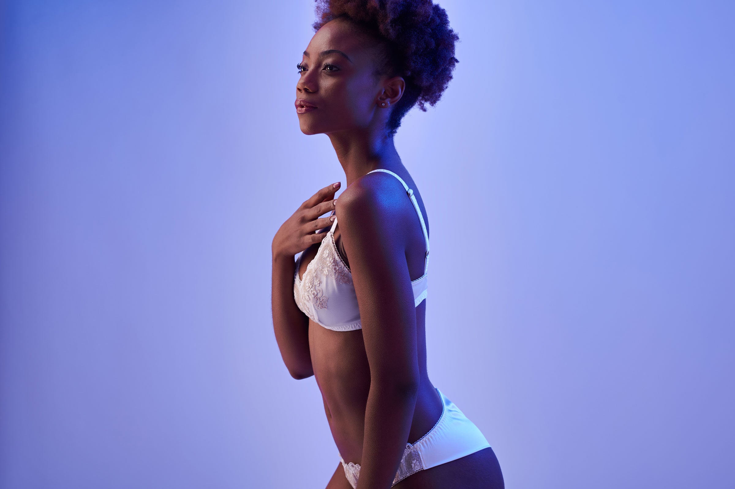 bridal lingerie set in white silk satin with embroidered gold overlays