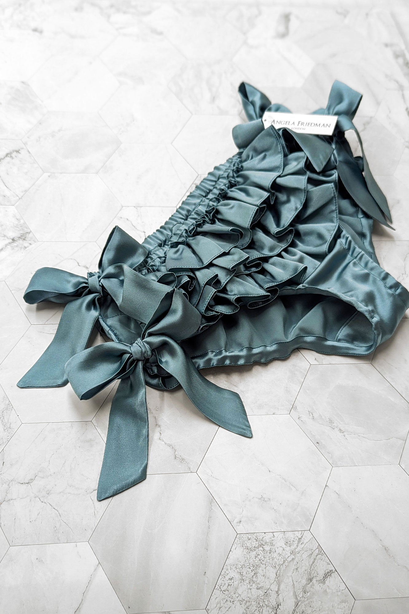 Vintage inspired ruffle undies with silk bows and frills