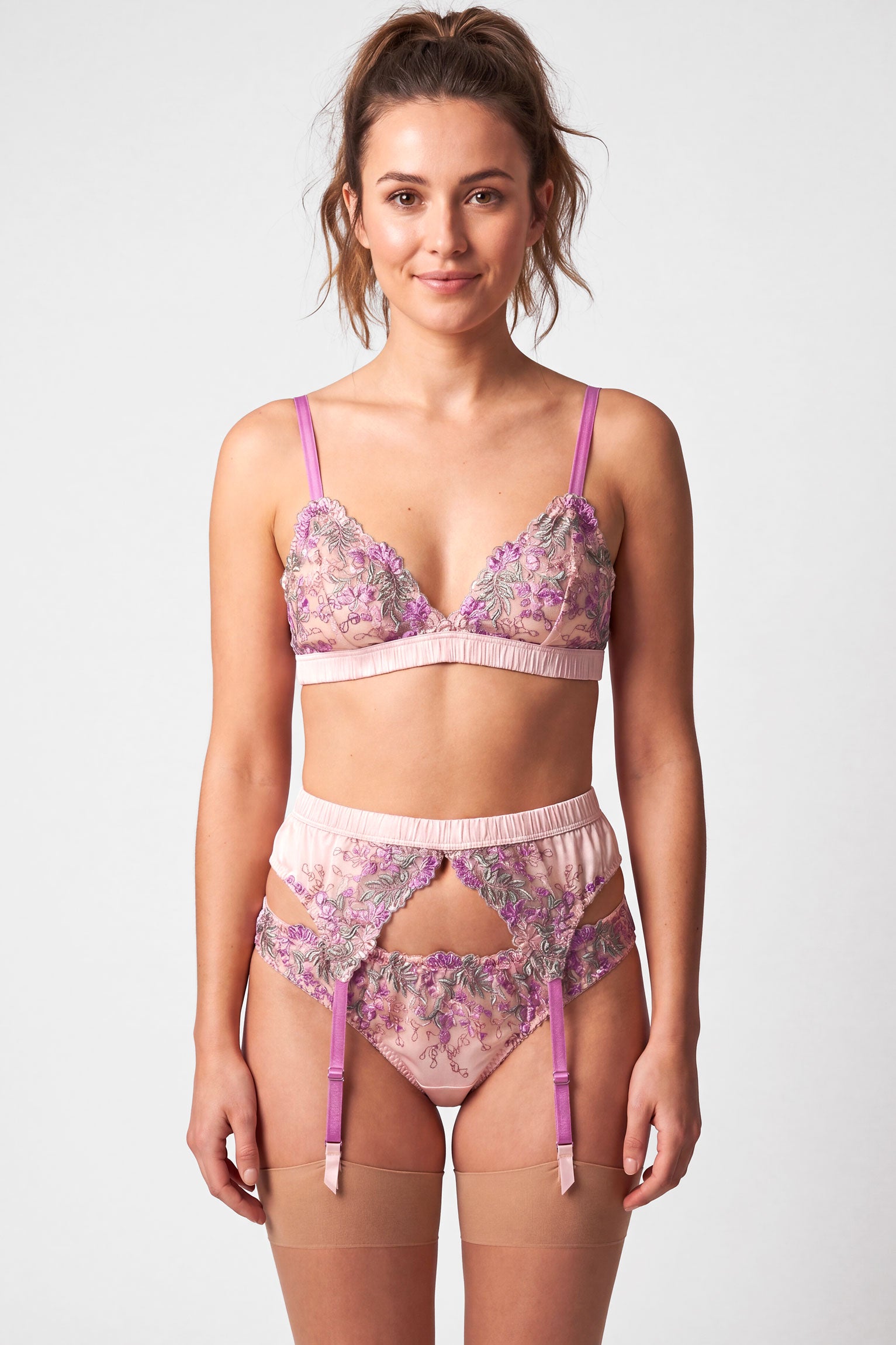 Wisteria lingerie set in silk and lace