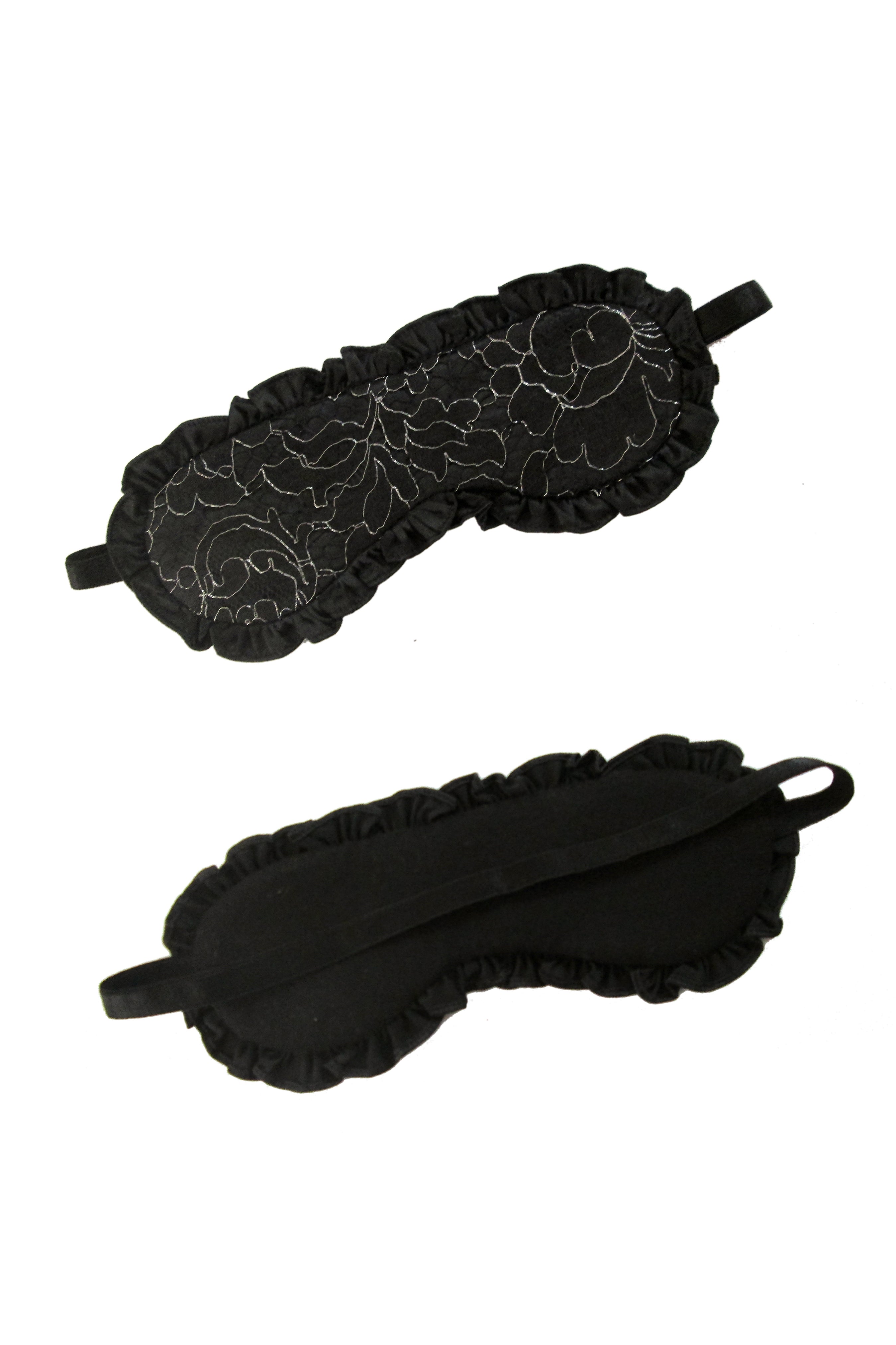 100% silk sleep mask gift with black and silver lace
