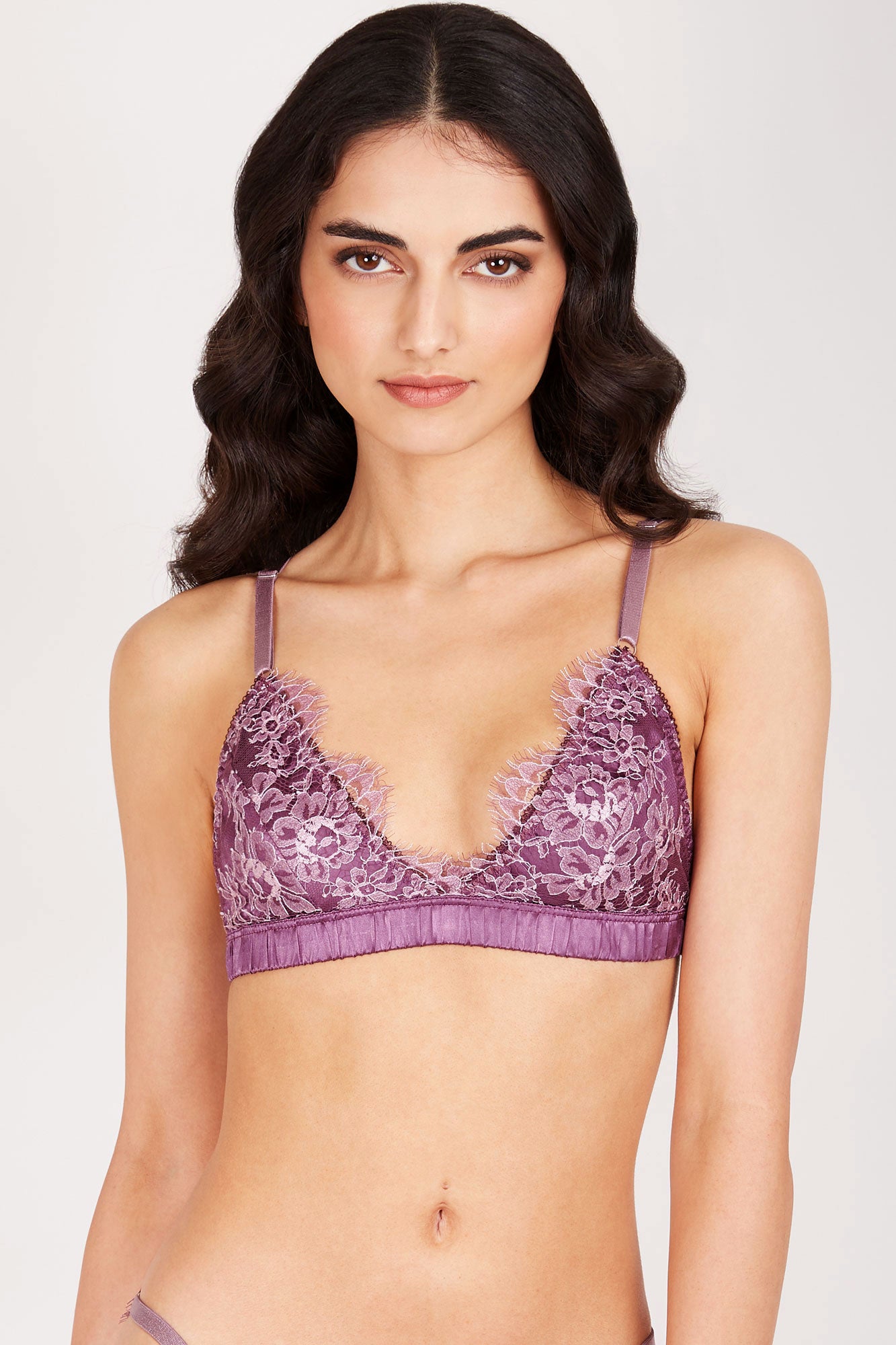 French lace bralette with pure silk lining