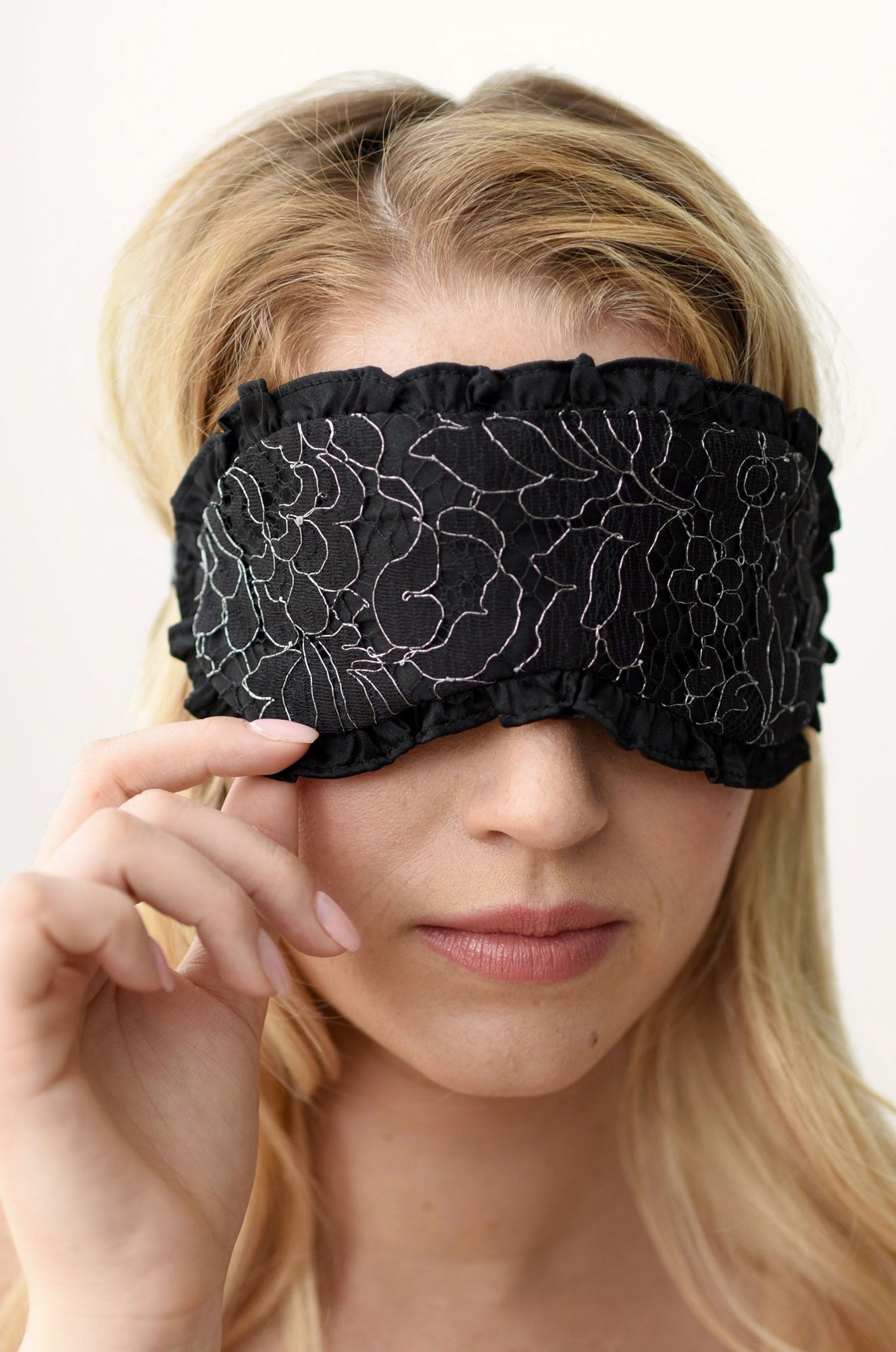 Black luxury silk sleep mask for the eyes