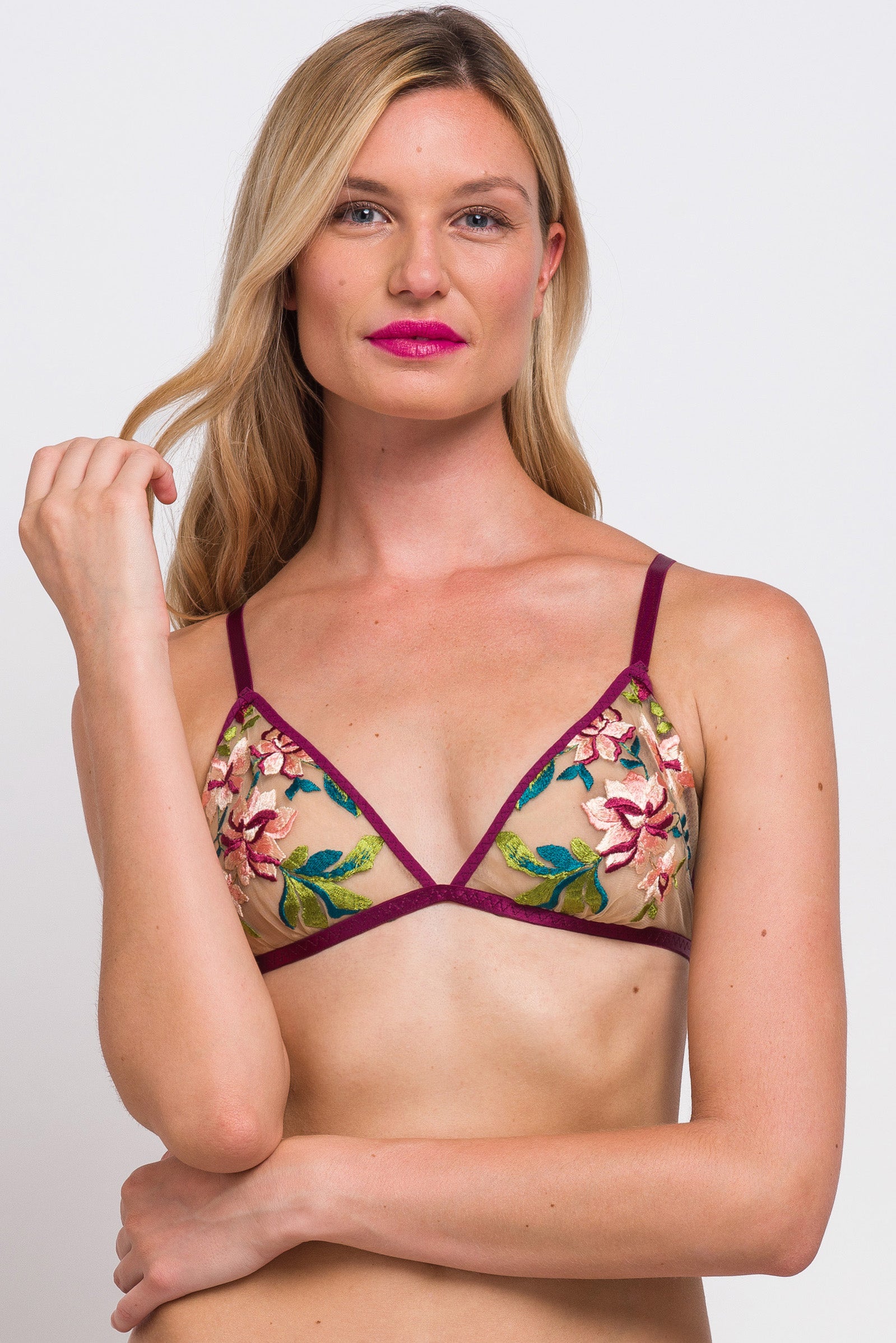 Embroidered bralettes and lingerie sets by Angela Friedman
