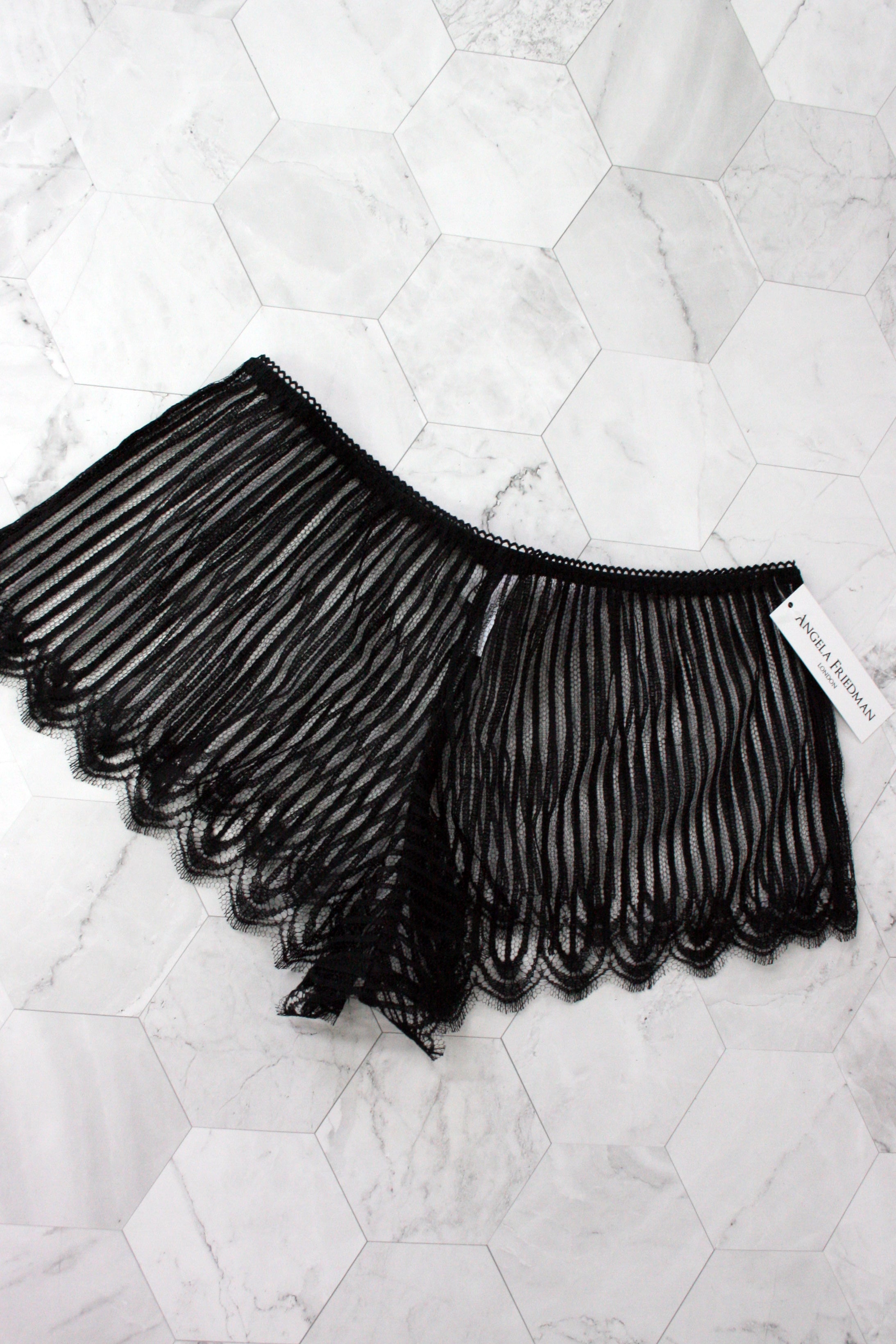Luxury designer tap pants, handmade of striped French lace