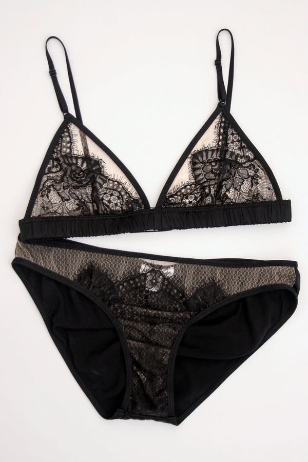 Black Giselle knickers | Luxury lace underwear online
