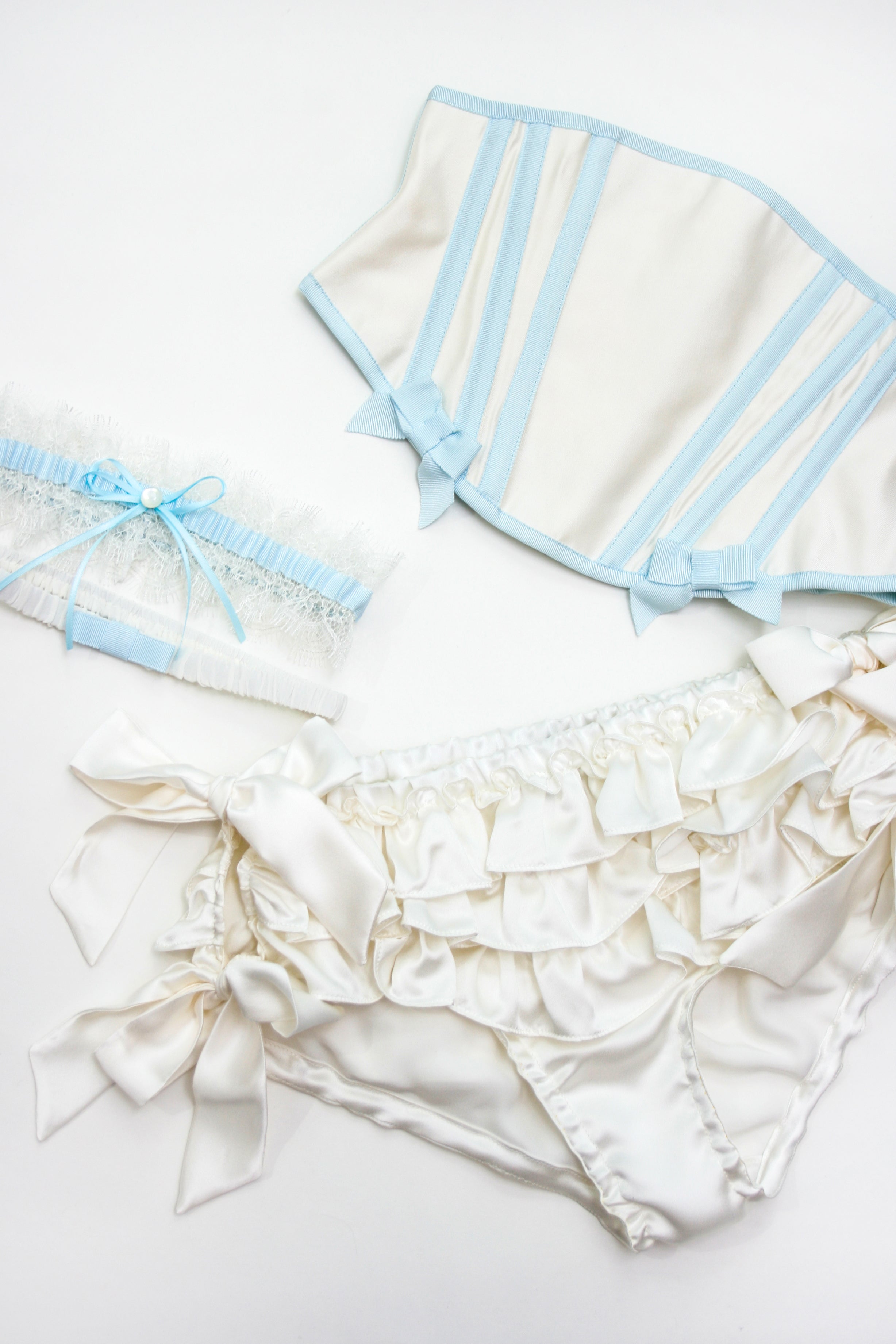 Wedding lingerie set and waspie corset to cinch your waist for your honeymoon