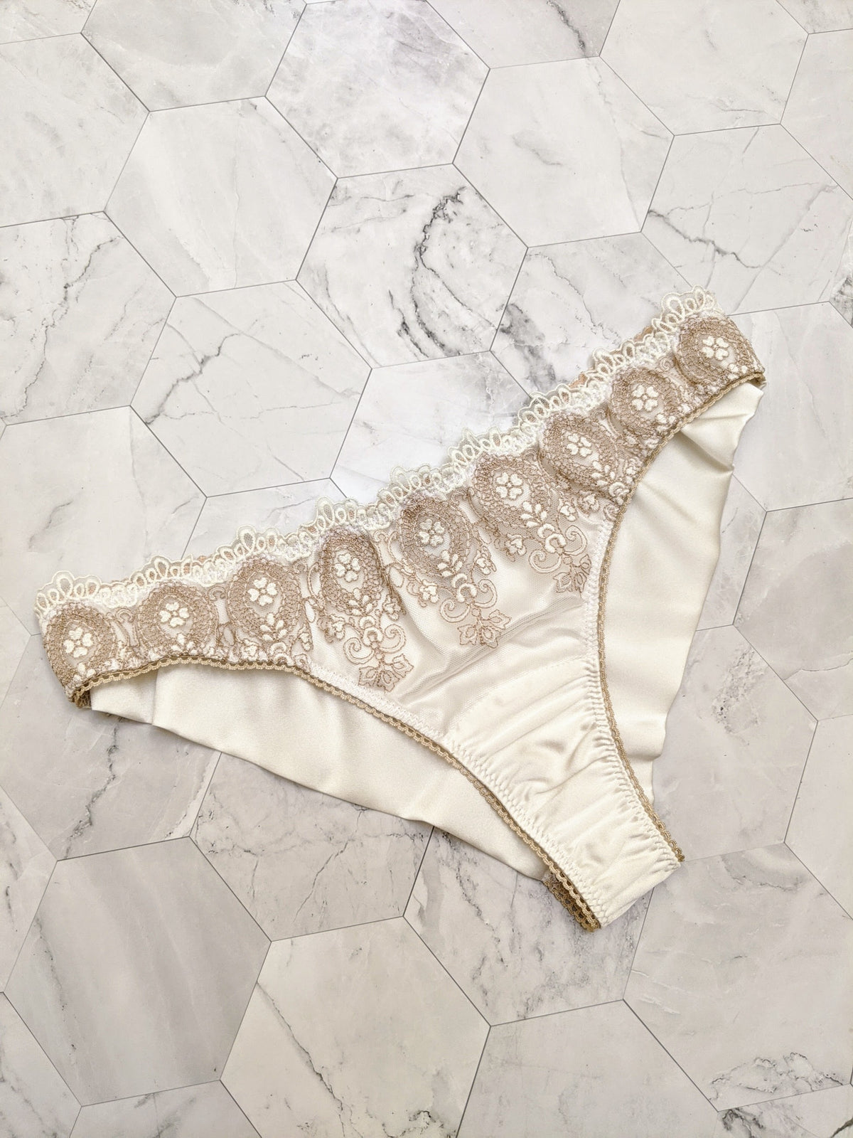 100% silk lingerie | White embroidered knickers for brides