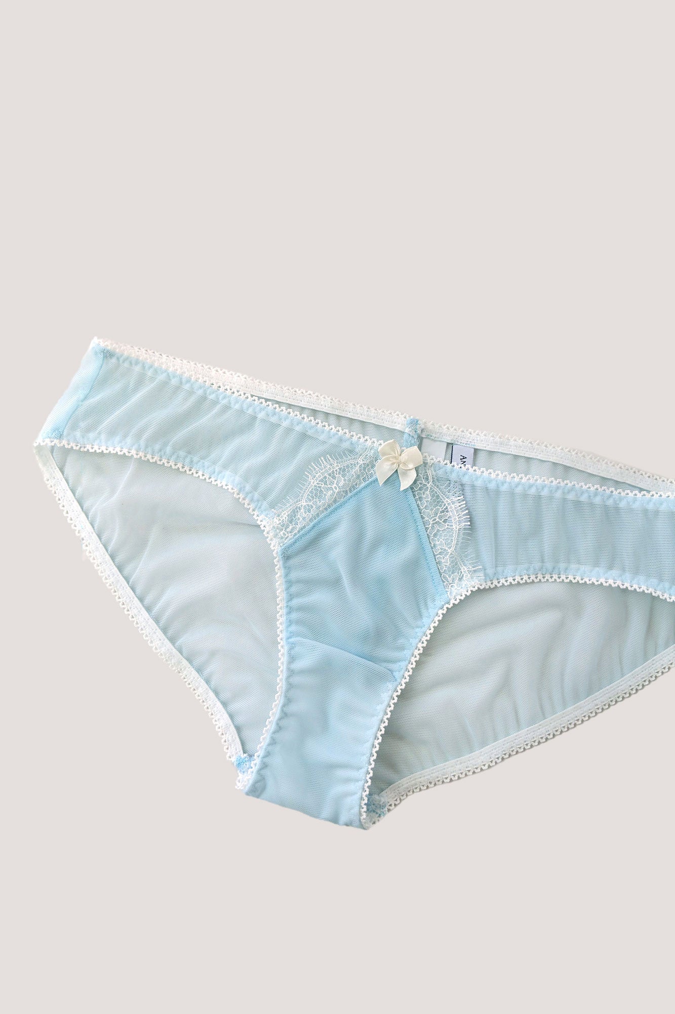 Wedding underwear set with blue mesh panties