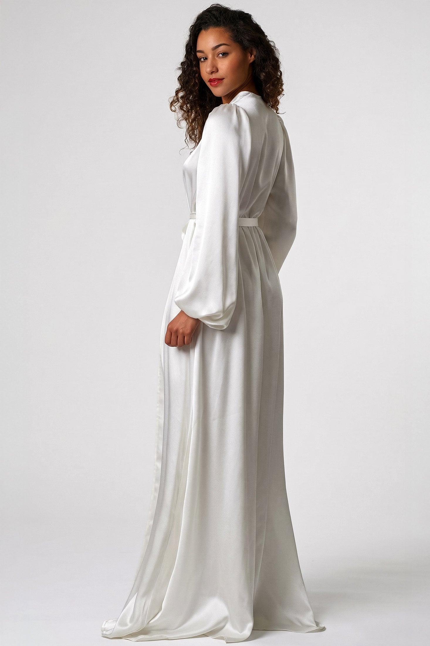 Luxury bridal robes for wedding boudoir photo shoots, made in the UK by designer Angela Friedman